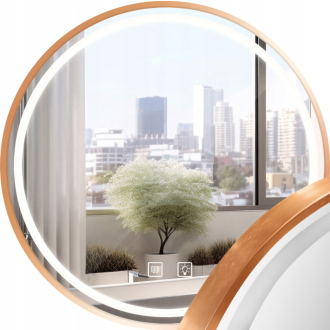 REA Zrkadlo LED 50cm, kartáčovaná meď HOM-05490