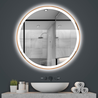 REA Zrkadlo LED 90cm, kartáčovaná meď HOM-05494
