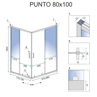 REA Punto sprchovací kout 80x100, zlatá REA-K6442