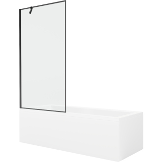 Mexen Cubik obdĺžniková vaňa 150 x 70 cm s plášťom a jednokrídlovou zástenou 90 cm, čierny vzor - 550315070X9509007070