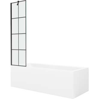 Mexen Cubik obdĺžniková vaňa 170 x 70 cm s plášťom a 1 krídlovou zástenou 50 cm, čierny vzor - 550317070X9505007077