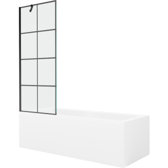 Mexen Cubik obdĺžniková vaňa 170 x 70 cm s plášťom a jednokrídlovou zástenou 70 cm, čierny vzor - 550317070X9507007077