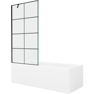 Mexen Cubik obdĺžniková vaňa 170 x 70 cm s plášťom a jednokrídlovou zástenou 90 cm, čierny vzor - 550317070X9509007077