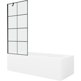 Mexen Vega obdĺžniková vaňa 160 x 70 cm s plášťom a 1 krídlovou zástenou 80 cm, čierny vzor - 550116070X9508007077