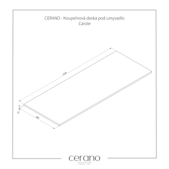 CERANO - Kúpeľňová doska pod umývadlo Carole - čierna matná - 120 cm
