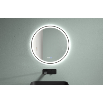 CERANO - Kúpeľňové LED zrkadlo Rivo, kovový rám - čierna matná - Ø 60 cm