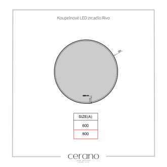 CERANO - Kúpeľňové LED zrkadlo Rivo, kovový rám - čierna matná - Ø 80 cm