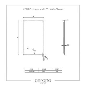 CERANO - Kúpeľňové LED zrkadlo Silvano - 80x60 cm