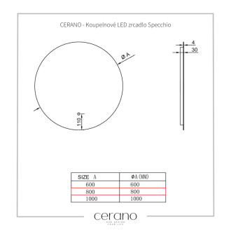 CERANO - Kúpeľňové LED zrkadlo Specchio - Ø 80 cm