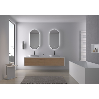 CERANO - Kúpeľňové LED zrkadlo Valto, kovový rám - čierna matná - 55x100 cm