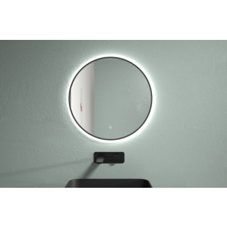 CERANO - Kúpeľňové LED zrkadlo Velo, kovový rám - čierna matná - Ø 60 cm