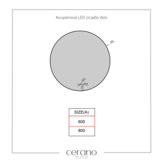 CERANO - Kúpeľňové LED zrkadlo Velo, kovový rám - čierna matná - Ø 60 cm