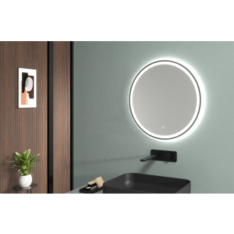 CERANO - Kúpeľňové LED zrkadlo Vito, kovový rám - čierna matná - Ø 60 cm