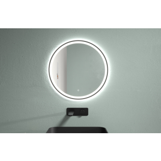 CERANO - Kúpeľňové LED zrkadlo Vito, kovový rám - čierna matná - Ø 60 cm