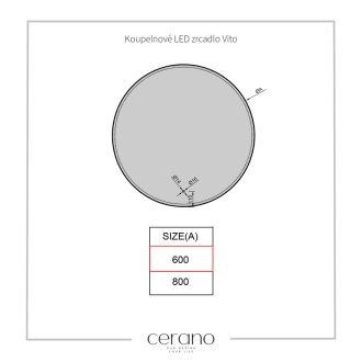 CERANO - Kúpeľňové LED zrkadlo Vito, kovový rám - čierna matná - Ø 60 cm