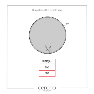CERANO - Kúpeľňové LED zrkadlo Vito, kovový rám - čierna matná - Ø 80 cm