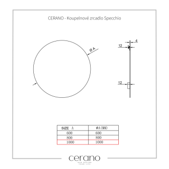 CERANO - Kúpeľňové zrkadlo Specchio - Ø 100 cm