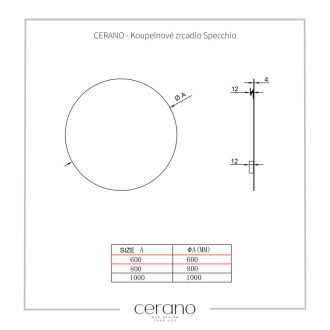 CERANO - Kúpeľňové zrkadlo Specchio - Ø 60 cm