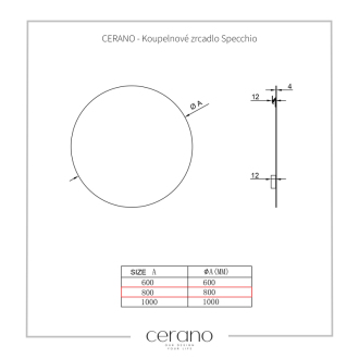 CERANO - Kúpeľňové zrkadlo Specchio - Ø 80 cm