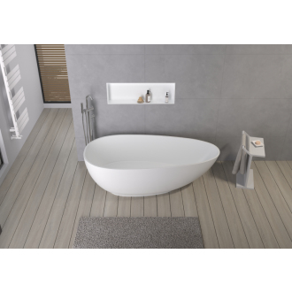 CERANO - Voľne stojaca vaňa z liateho mramoru Aura - biela matná - 180x90 cm