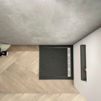 CERANO Sprchová vanička štvorcová Docia sifón + nerezový kryt čierna matná 80x80cm CER-LMR88