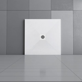 CERANO Sprchová vanička štvorcová Luno sifón + nerezový kryt biela matná 80x80 cm CER-FGR88-W