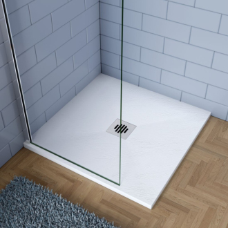 CERANO Sprchová vanička štvorcová Luno sifón + nerezový kryt biela matná 80x80 cm CER-FGR88-W