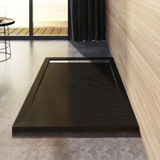 CERANO Sprchová vanička obdĺž.Docia sifón + nerezový kryt čierna matná 100x80cm CER-LMR8010