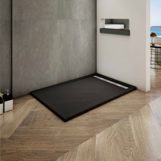 CERANO Sprchová vanička obdĺž.Docia sifón + nerezový kryt čierna matná 140x80cm CER-LMR8014