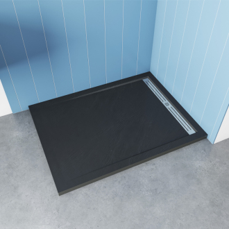 CERANO Sprchová vanička obdĺž.Docia sifón + nerezový kryt čierna matná 160x80cm CER-LMR8016