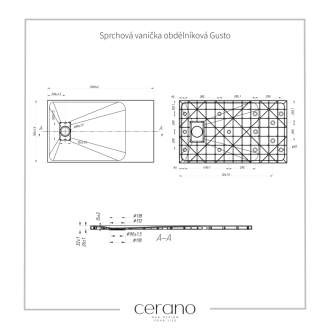 CERANO Sprchová vanička obdĺžniková Gusto biela matná 120x70 cm CER-414611