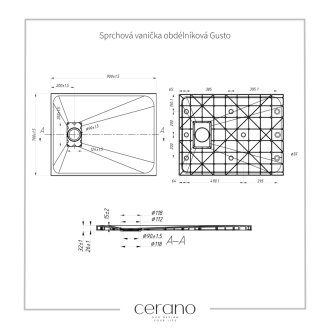 CERANO Sprchová vanička obdĺžniková Gusto biela matná 90x70 cm CER-414590