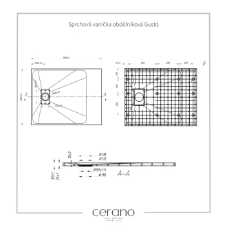 CERANO Sprchová vanička obdĺžniková Gusto čierna matná 100x80 cm CER-414629
