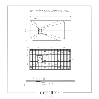 CERANO Sprchová vanička obdĺžniková Gusto čierna matná 140x70 cm CER-414614