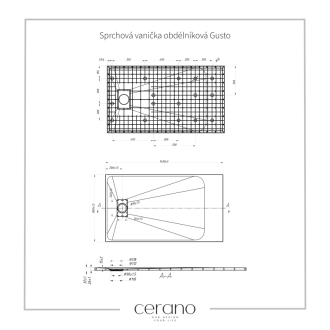 CERANO Sprchová vanička obdĺžniková Gusto čierna matná 140x80 cm CER-414644