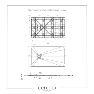 CERANO Sprchová vanička obdĺžniková Gusto čierna matná 150x90 cm CER-414740