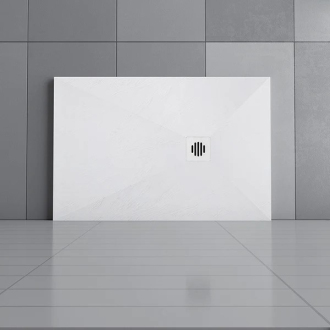 CERANO Sprchová vanička obdĺž. Luno sifón + nerezový kryt biela matná 100x80cm CER-FGR8010-W