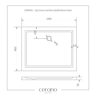 CERANO Sprchová vanička obdĺžniková Soto biela lesklá 100x80 cm CER-425554