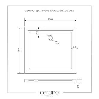 CERANO Sprchová vanička obdĺžniková Soto biela lesklá 100x90 cm CER-425563