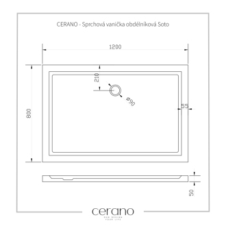 CERANO Sprchová vanička obdĺžniková Soto biela lesklá 120x80 cm CER-425557