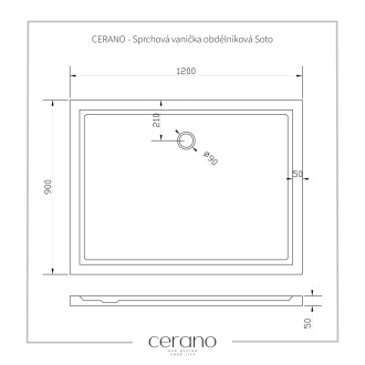 CERANO Sprchová vanička obdĺžniková Soto biela lesklá 120x90 cm CER-425566