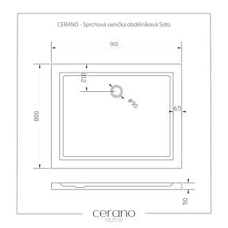 CERANO Sprchová vanička obdĺžniková Soto biela lesklá 90x80 cm CER-425551
