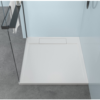 CERANO Sprchová vanička z liateho mramoru štvorcová Loro biela matná 90x90 cm CER-437087