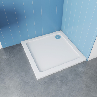 CERANO Sprchová vanička z liateho mramoru štvorcová Piato biela matná 70x70 cm CER-GSR77