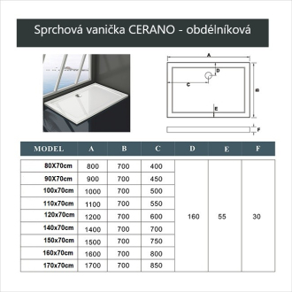 CERANO - Sprchová vanička z liateho mramoru obdĺžniková Acqua - biela matná - 90x120 cm CER-476975