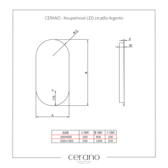 CERANO Kúpeľňové LED zrkadlo Argento 80x40 cm CER-429331
