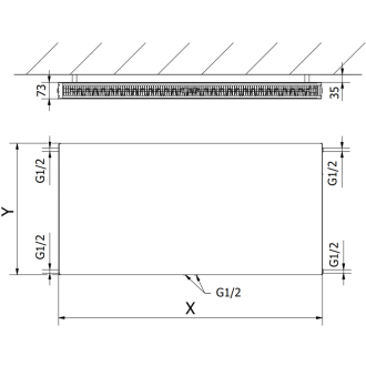 Mexen Flat CCF21 radiátor 500x2000, spod. stred. príp., 2016 W, biela W6C21F-050-200-00