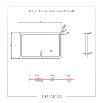 CERANO Kúpeľňové LED zrkadlo Aspetto 100x70 cm CER-429352