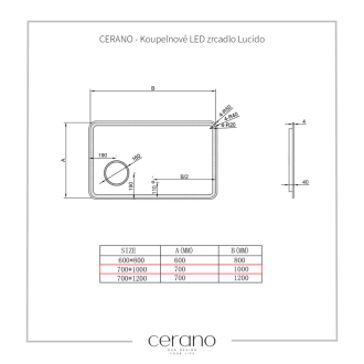 CERANO Kúpeľňové LED zrkadlo Lucido 100x70 cm CER-429346