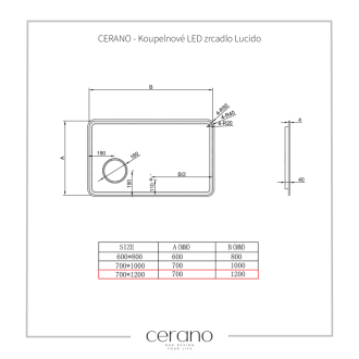CERANO Kúpeľňové LED zrkadlo Lucido 120x70 cm CER-429349